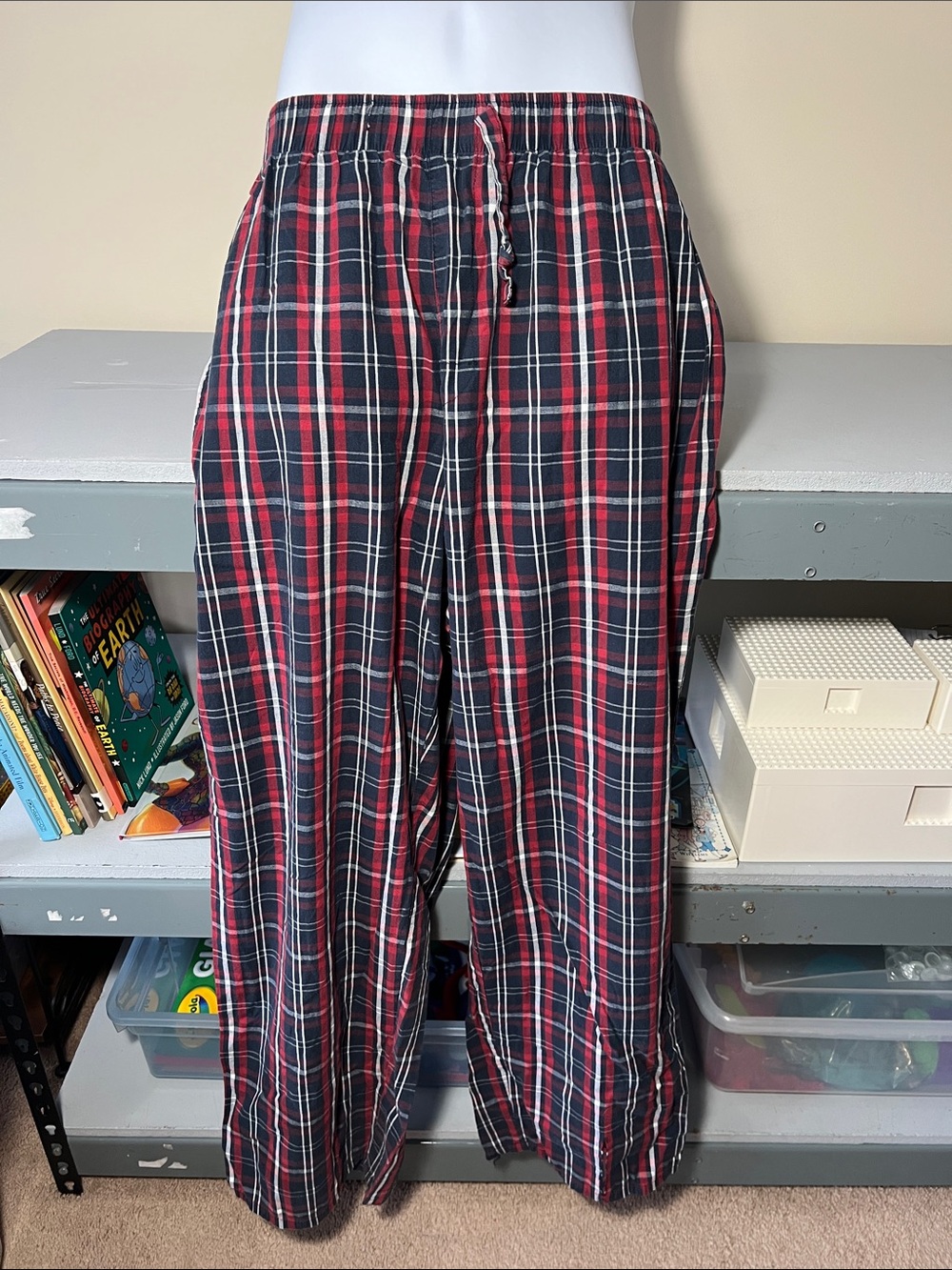 Old Navy Red and Navy Plaid Lounge Pajama Pants Patriotic